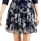 Connected Women's 2 Pc Printed Dress & Mesh Jacket Blue Size 6Petite