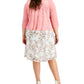 Connected Women's Printed Dress And Mesh Jacket White Size 18W