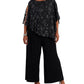 Connected Women's Asymmetrical Overlay Jumpsuit Black Size 18W
