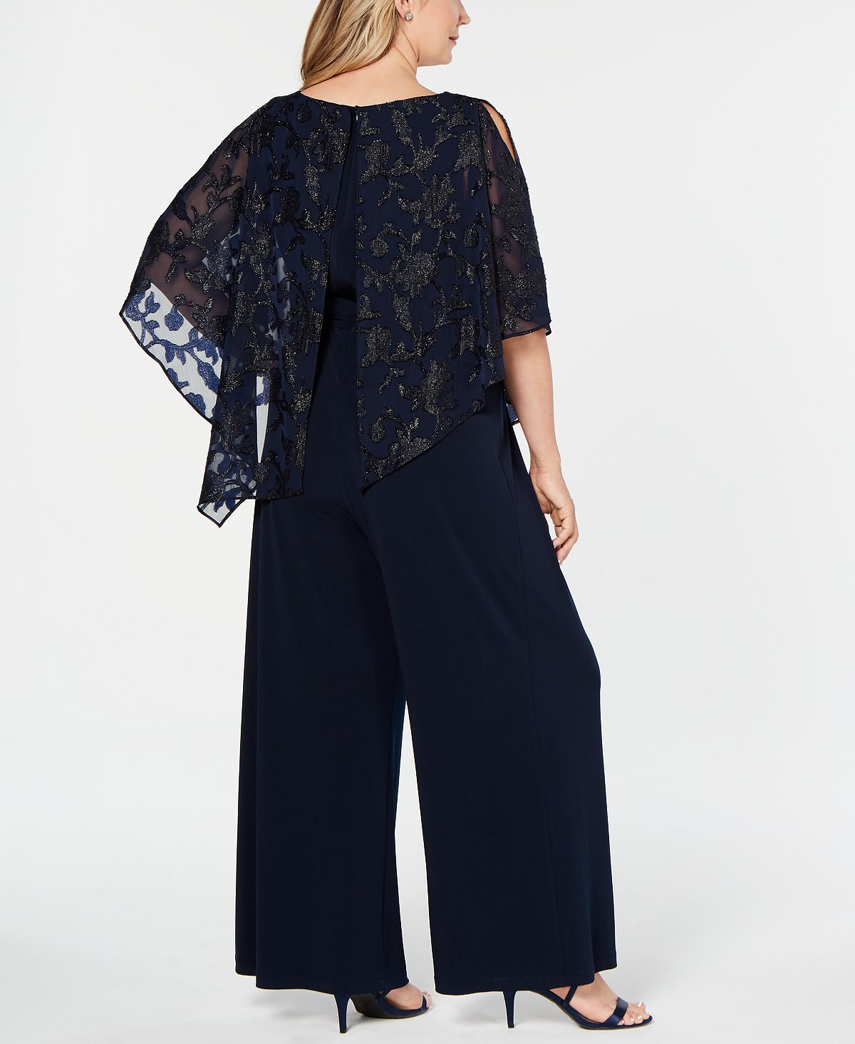 Connected Women's Asymmetrical Overlay Jumpsuit Black Size 20W
