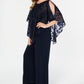 Connected Women's Asymmetrical Overlay Jumpsuit Black Size 20W