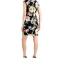 Connected Women's Printed Cap Sleeve Scuba Crepe Dress Pink Size 8Petite