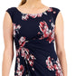 Connected Women's Cap Sleeve Side Tab Sheath Dress Blue Size 4Petite