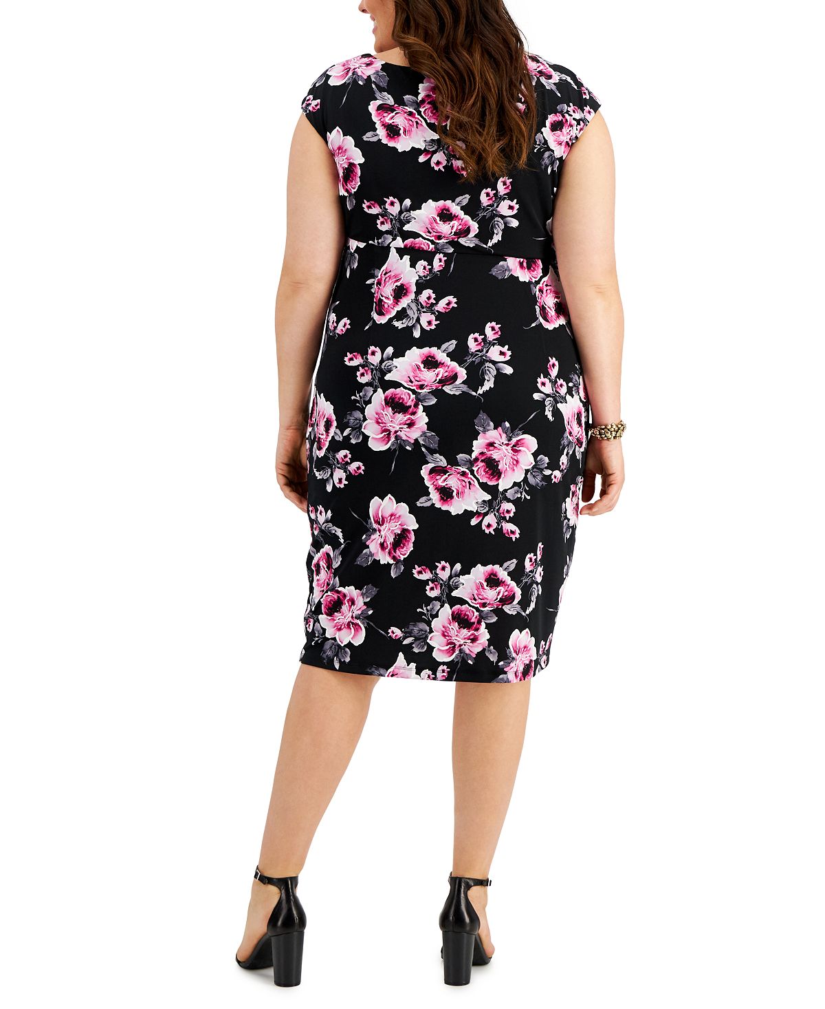 Connected Women's Faux Wrap Sheath Dress Pink Size 22W