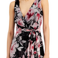 Connected Women's Floral Print Ruffled Wrap Dress Black Size 4