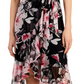Connected Women's Floral Print Ruffled Wrap Dress Black Size 4