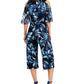 Connected Women's Cold Shoulder Printed Jumpsuit Green Size 4Petite