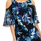 Connected Women's Cold houlder Printed Jumpsuit Blue Size 8
