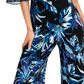Connected Women's Cold houlder Printed Jumpsuit Blue Size 8