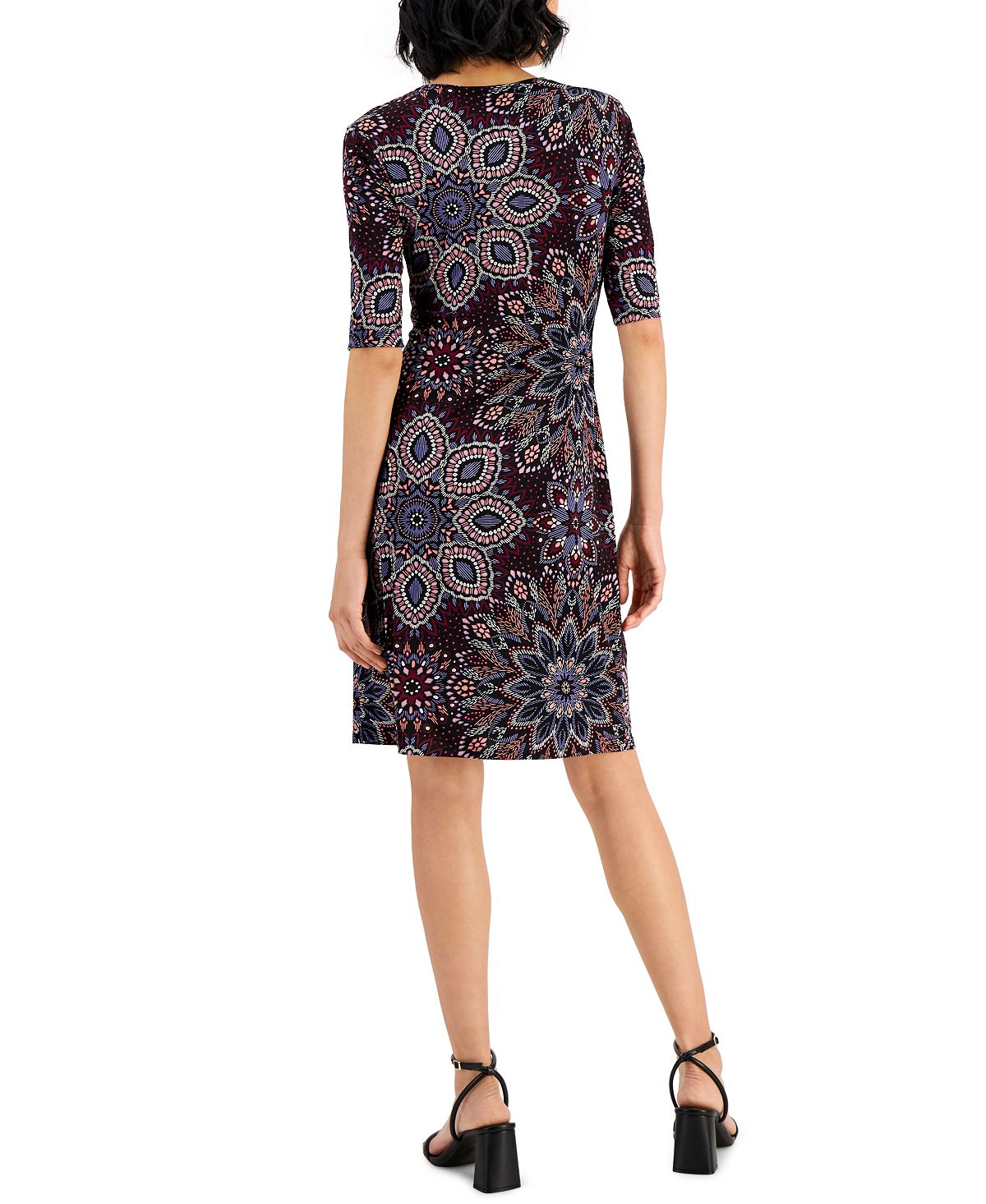 Connected Women's Printed Faux Wrap Dress Purple Size 14