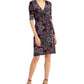 Connected Women's Printed Faux Wrap Dress Purple Size 14