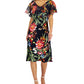 Connected Women's Printed Popover Midi Dress Blue Size 8Petite