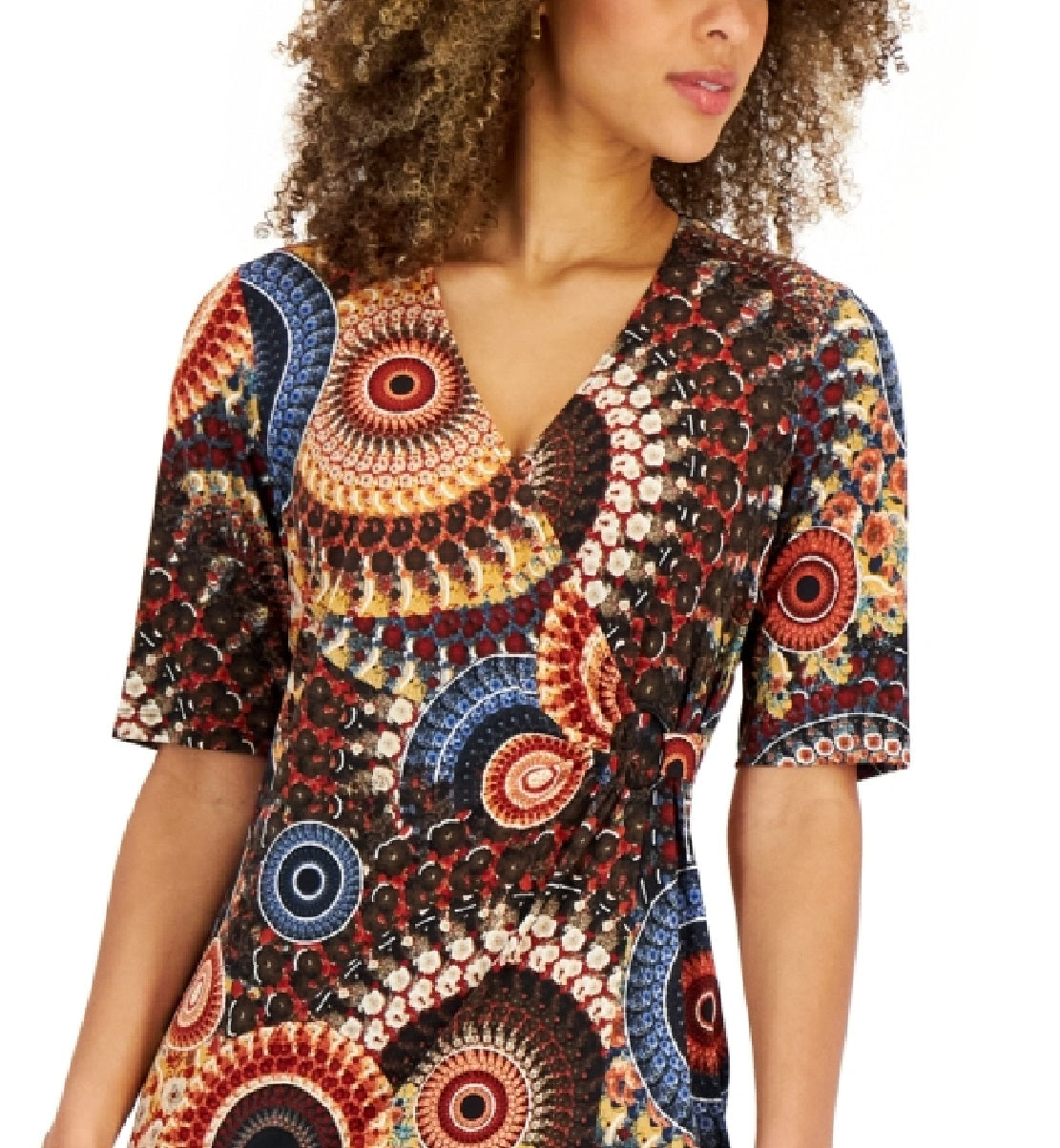 Connected Women's Printed Side Ring Dress Brown Size 12Petite