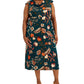 Connected Women's Printed Cowlneck Midi Dress Green Size 22W