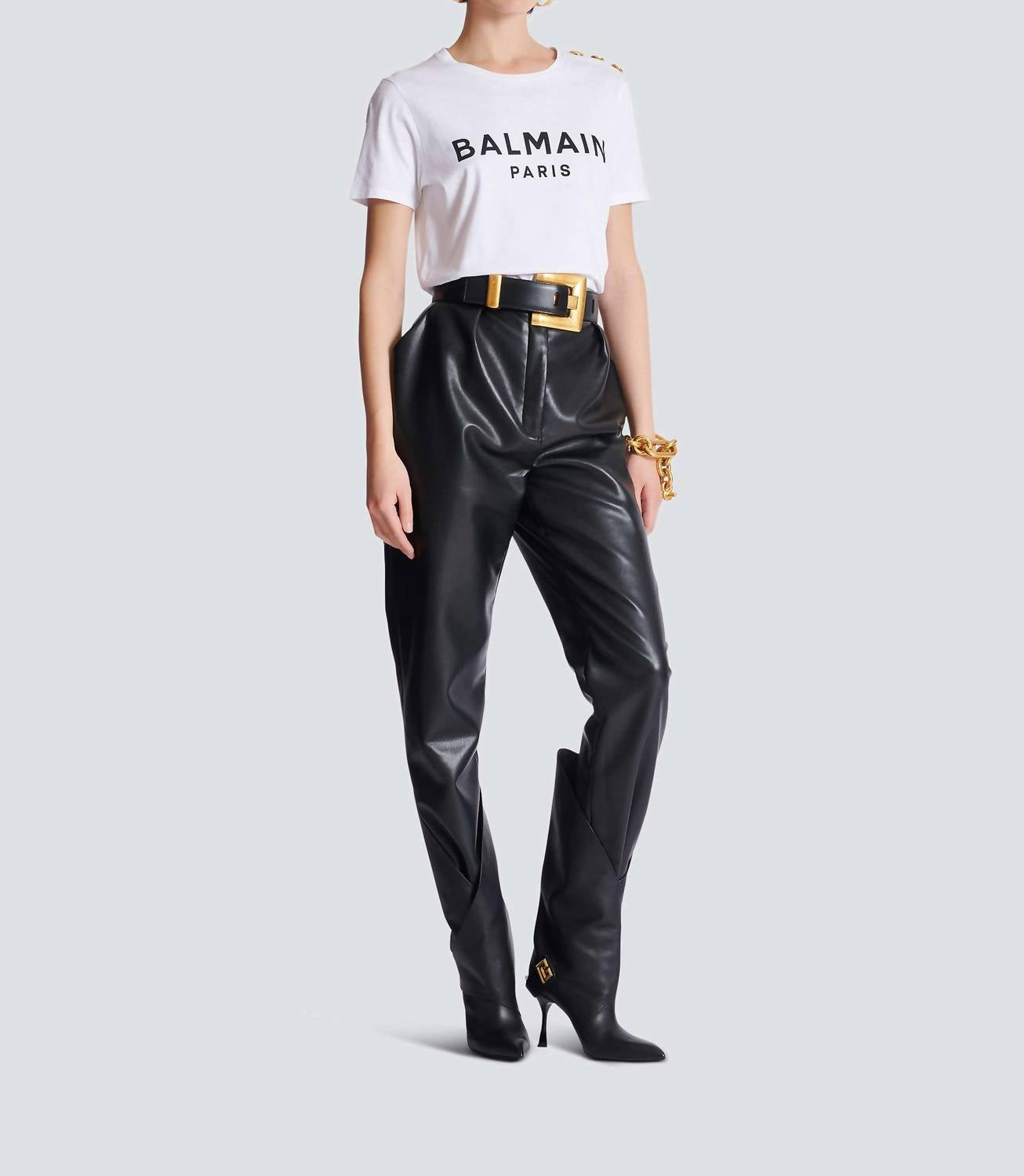 Balmain - लोगो प्रिंट टी-शर्ट