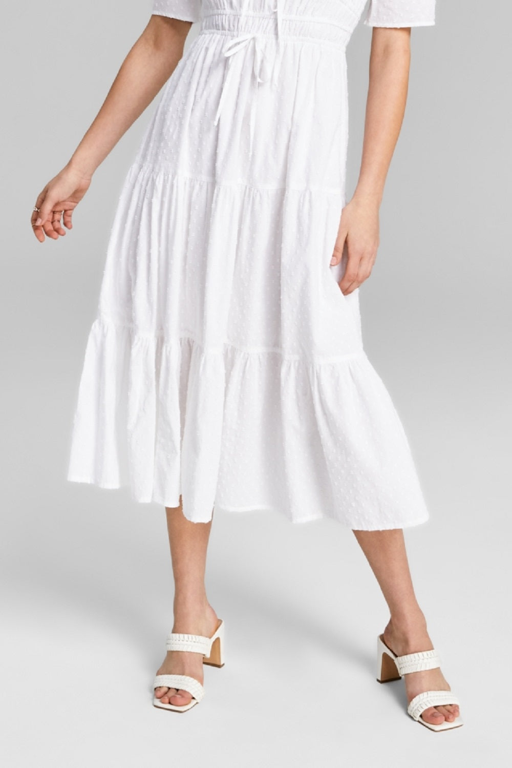 And Now This Women's Clip Dot V Neck Cotton Maxi Dress White Size X-Large