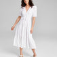 And Now This Women's Clip Dot V Neck Cotton Maxi Dress White Size X-Large