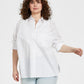 And Now This Women's Cotton Oversized Shirt White Size 0X