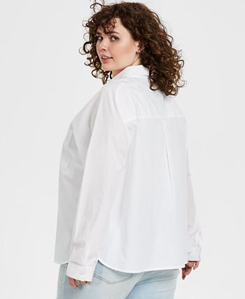 And Now This Women's Cotton Oversized Shirt White Size 0X