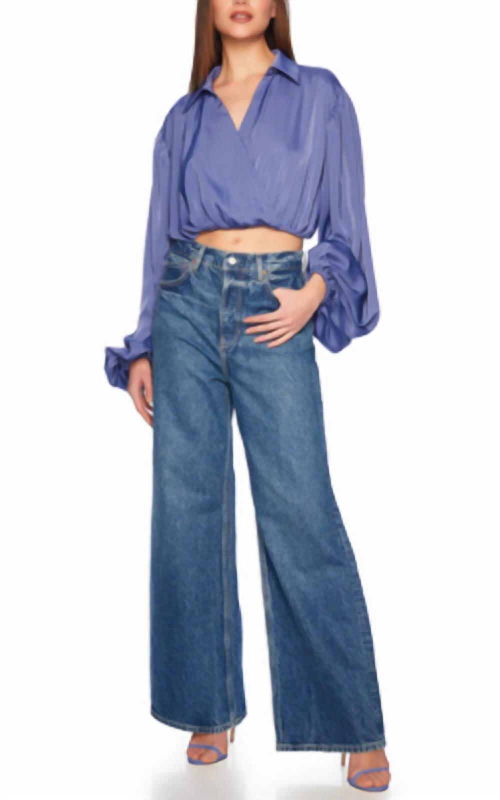 Susana Monaco - Matte Satin Wrap Poet Sleeve Top
