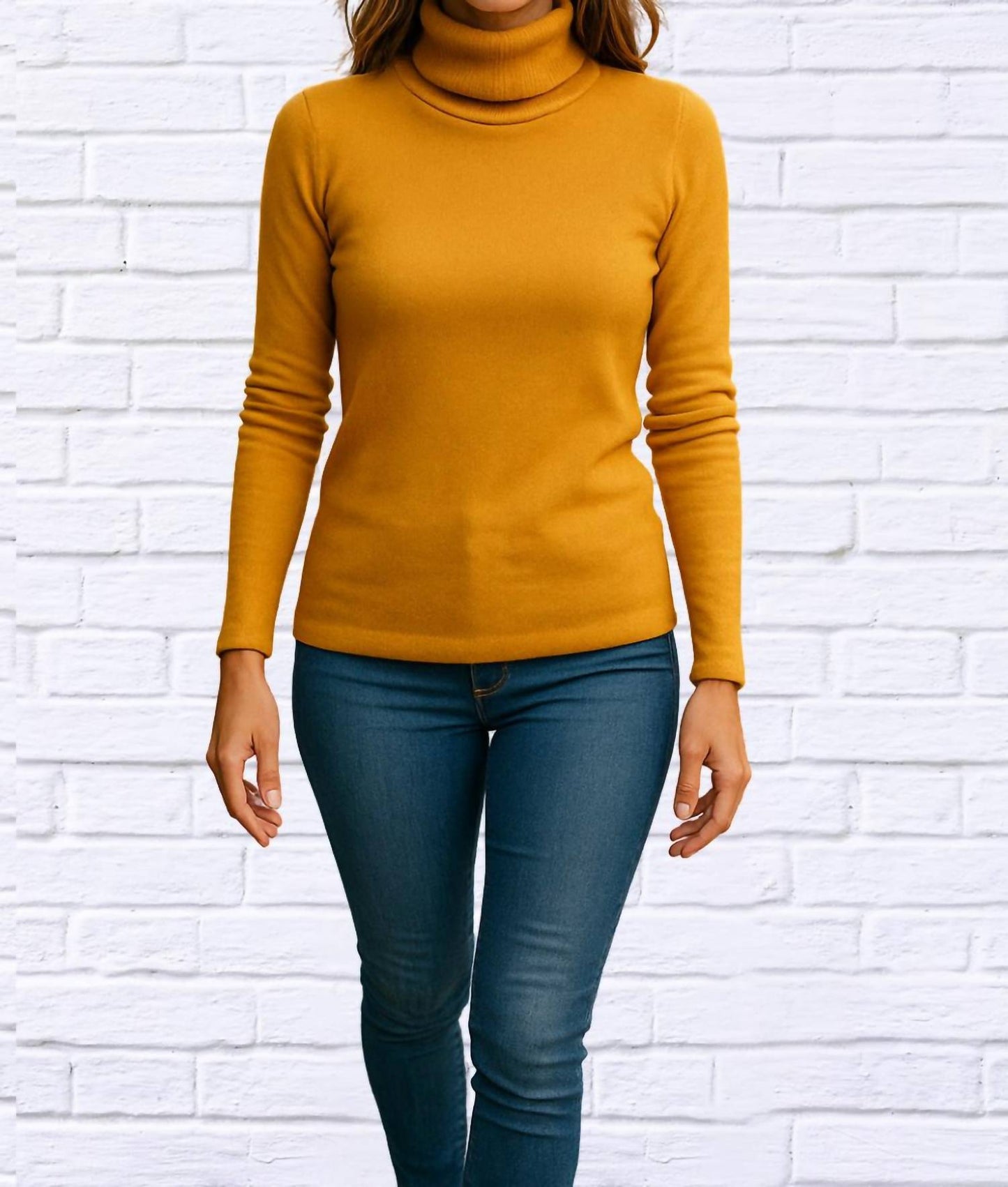 B Flawless - Ribbed Brushed Hacci Cowl Turtleneck Long Sleeve Top