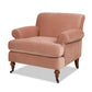 Alana 38" Lawson Accent Arm Chair Metal Casters Peach Orange Velvet
