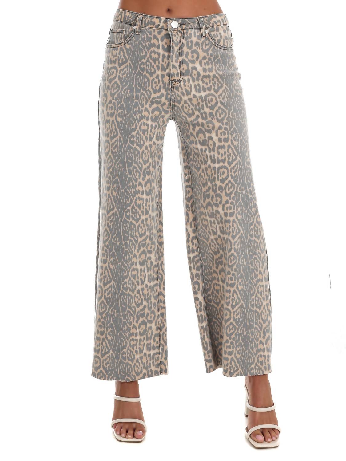 Easel - I Like Me Better Leopard Wide Leg Jeans