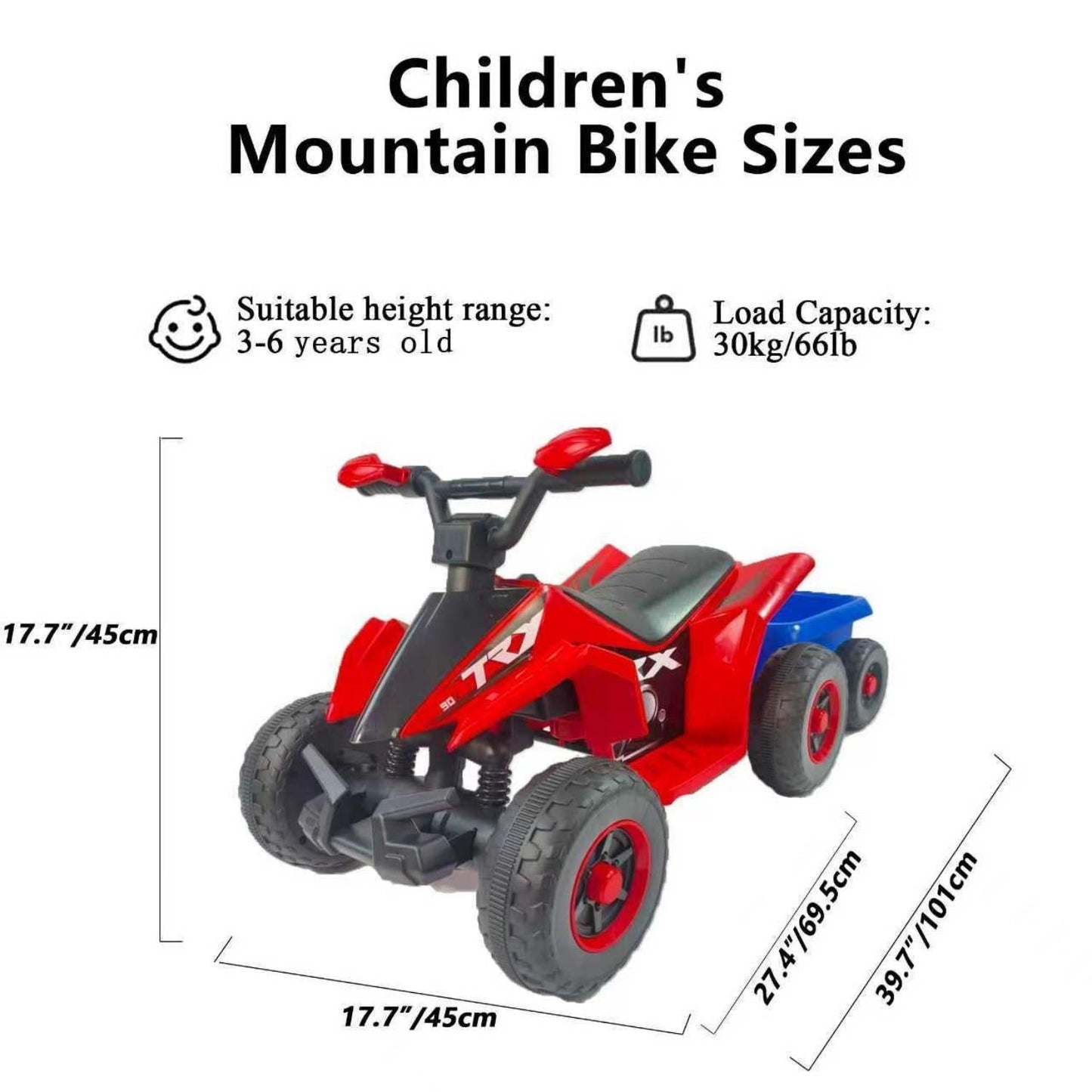 6V Kids Electric ATV With Headlights, MP3, USB & Volume Control, 4 Wheel Ride-On Vehicle - Red
