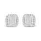 10K White Gold 7/8 Cttw Diamond Princess Composite and Halo Stud Earrings (I-J Color, I1-I2 Clarity)