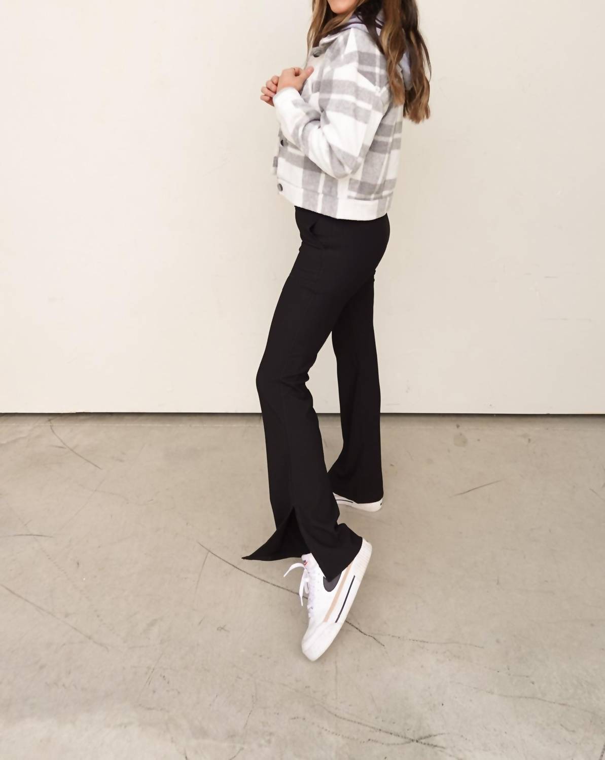 26 International - Plaid Cropped Shacket With Removable Hood