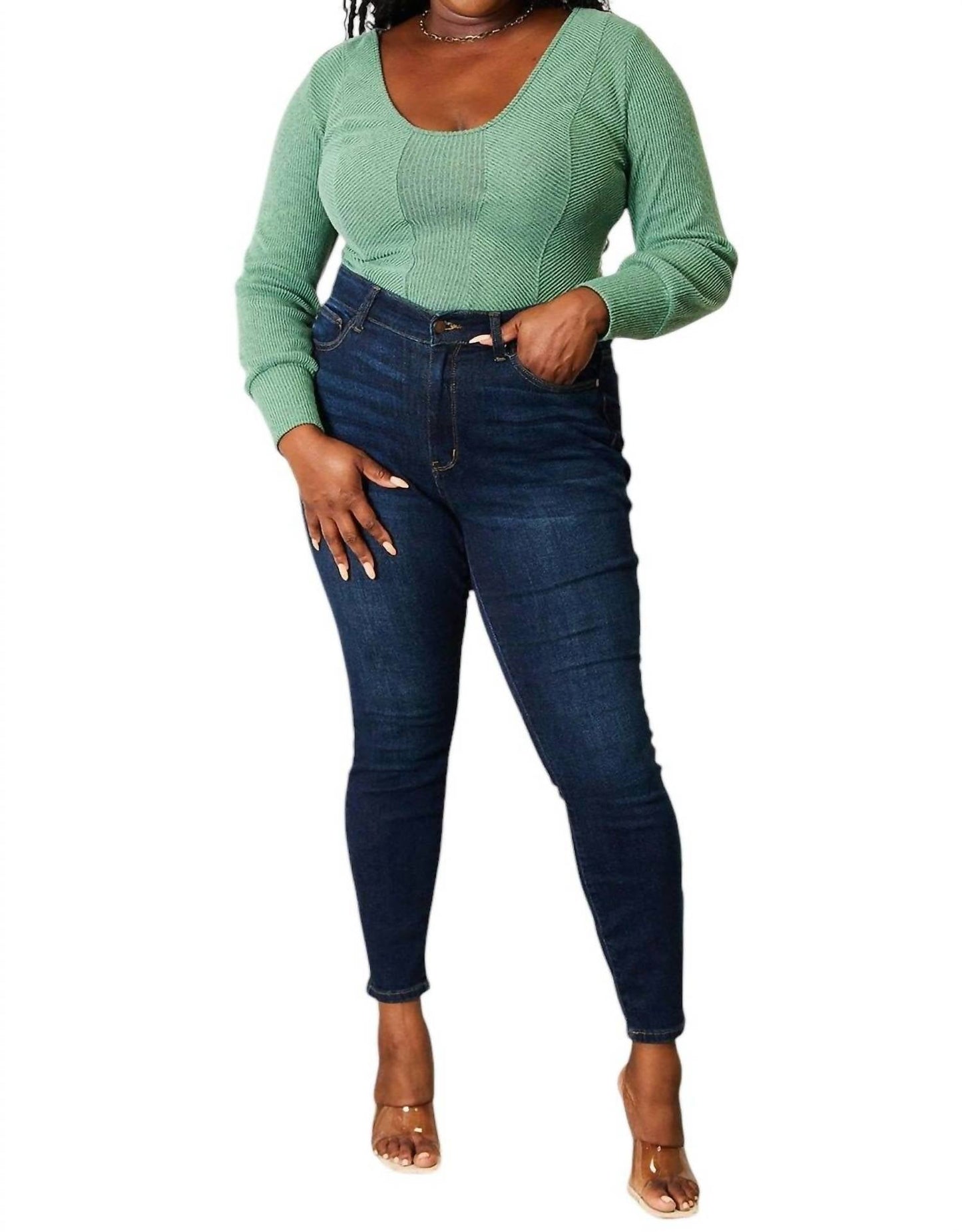 Basic Bae - Chic Scoop Neck Long Sleeve Top