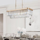 Rectangular Crystal Chandelier Adjustable Gold Iron Ceiling Light