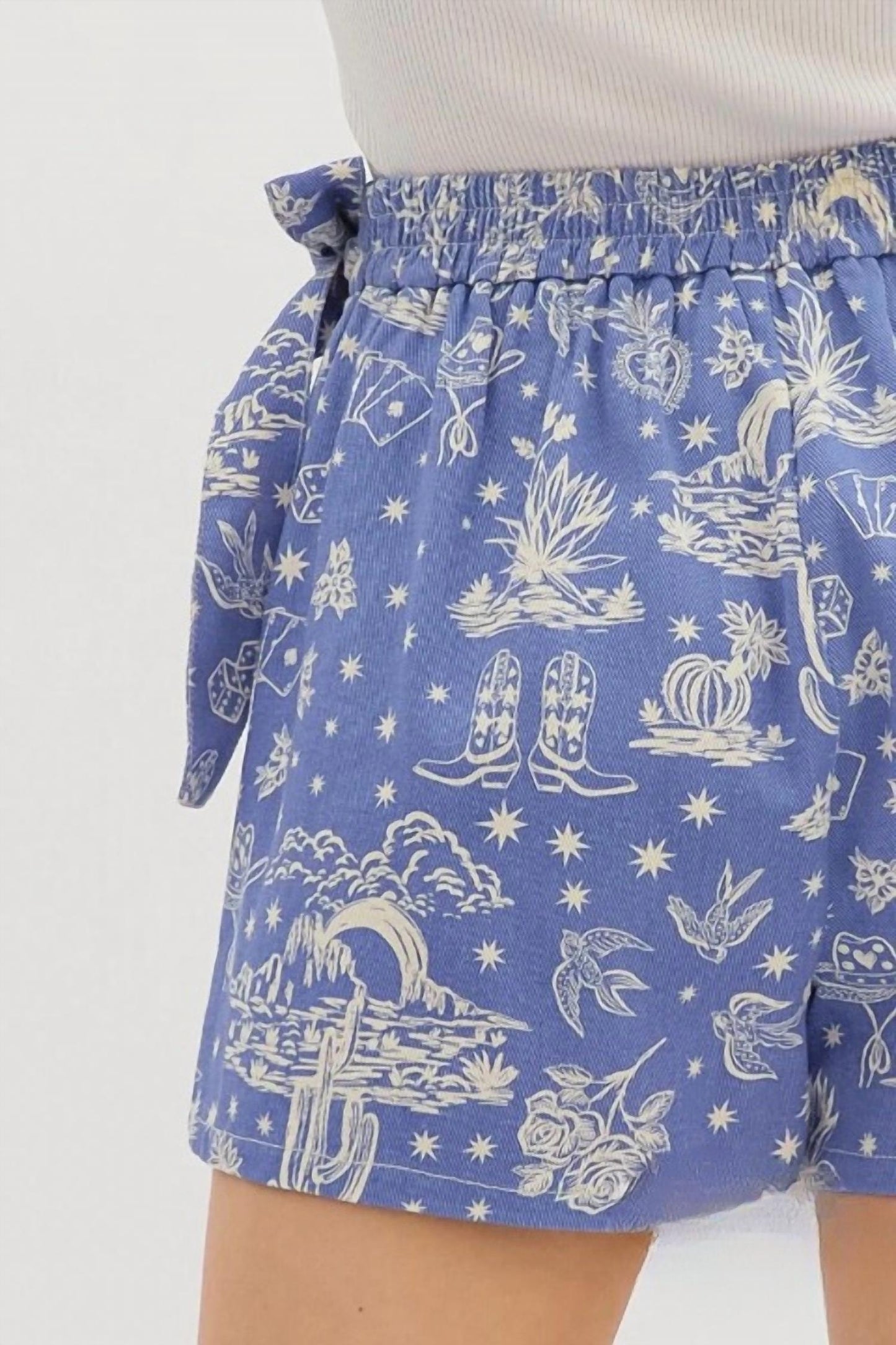Entro - Lyla Western Motif Denim Wrap Skort