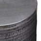 Johnsen 15 Inch Wide Tribal Pattern Metal Accent Table in Antique Silver