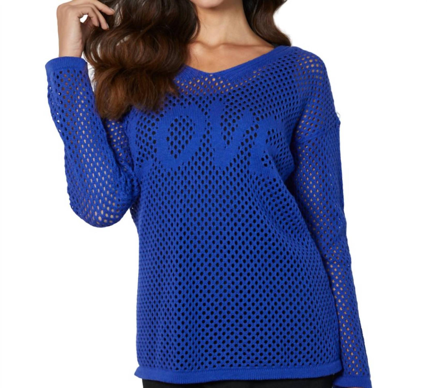 French Kyss - LOVE Crochet V-Neck Top