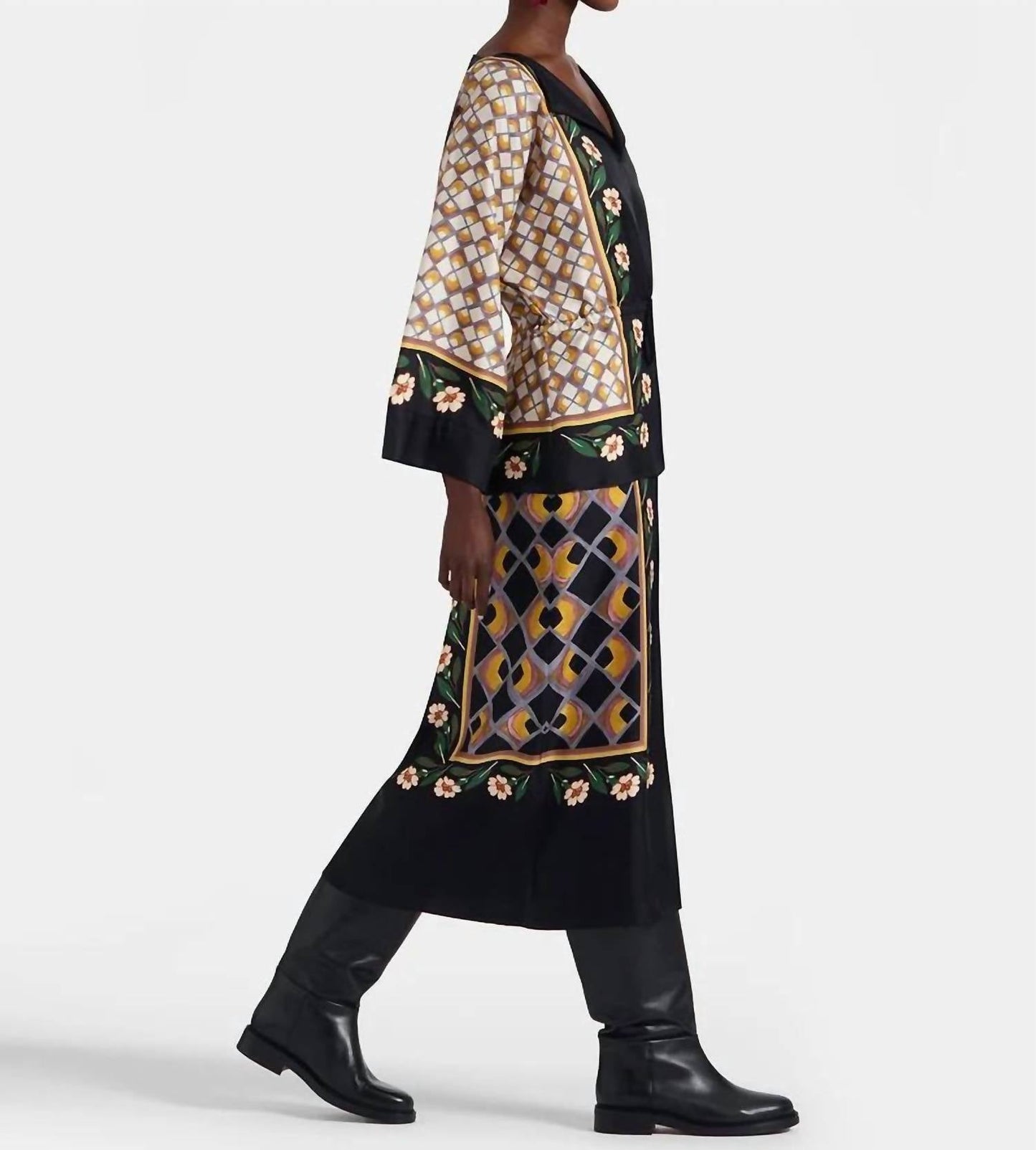 La Doublej - Apericena Silk Twill Dazed Placee Dress