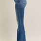 Judy Blue - Mid Rise Vintage Wash Flare Jeans With Distressed And Fray Hem