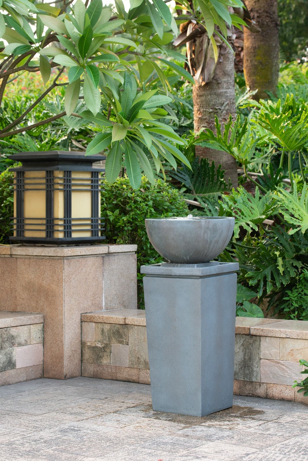Zen Bowl Water Fountain Outdoor Bird Feeder and Garden Feature