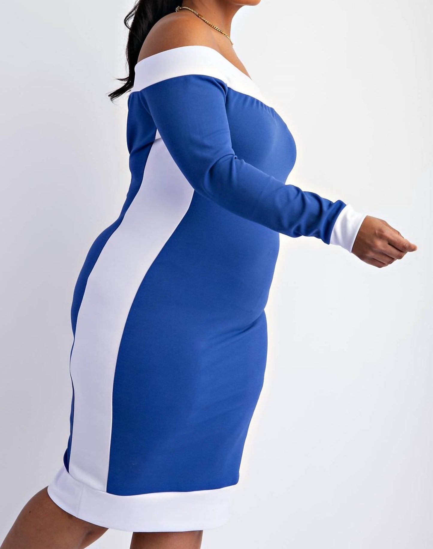 The Curve La - Plus Size Knit Color Block Midi Dress