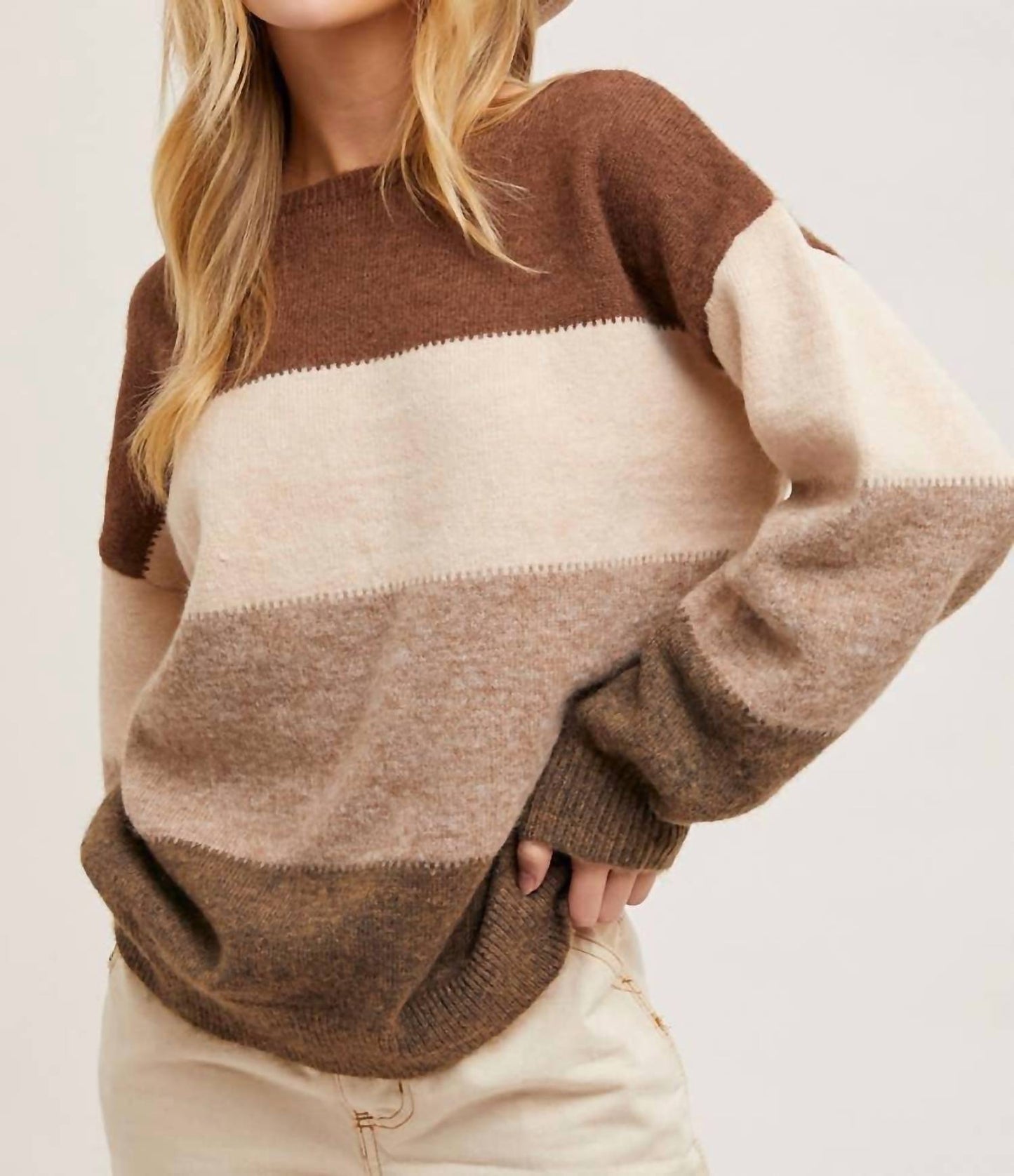 Bluivy - Women's Color Block Knit Sweater