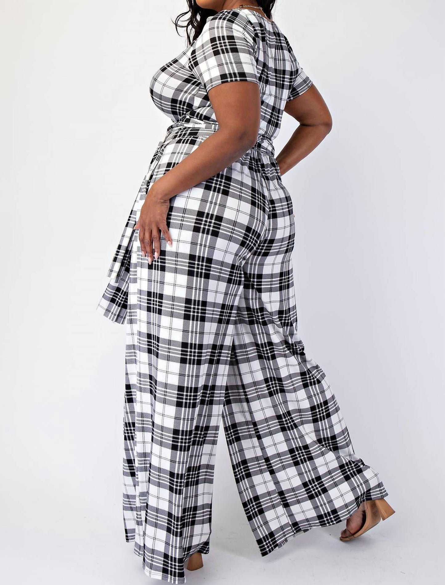 The Curve La - Plus Size Soft Knit Wrap Around Top And Palazzo Pants Set
