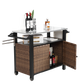Outdoor Kitchen Wicker Island Rolling Cart & Storage Cabinet Brown