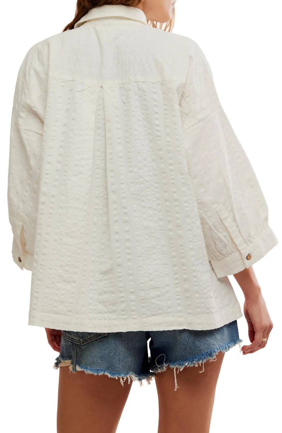 Free People - Just Like Me Relaxed Fit Cotton Seersucker Shirt