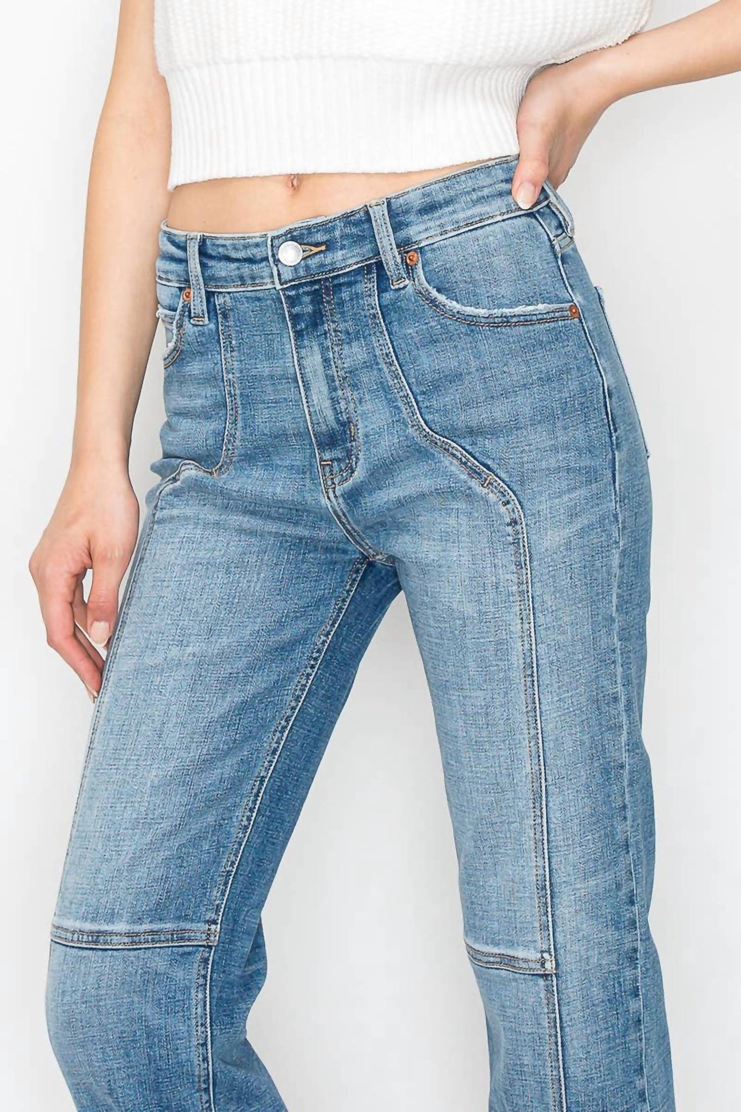 Artemis Vintage - Western Detailed High Rise Straight Jeans