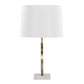 Moon Contemporary Table Lamp in White Marble, Gold Metal and White Shade