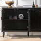 Modern Black Sideboard Cabinet with Nailhead Accents