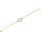 10K Two Tone Gold 1/4 Cttw Diamond Encrusted Heart Charm 7" Bracelet (H-I Color, I1-I2 Clarity)