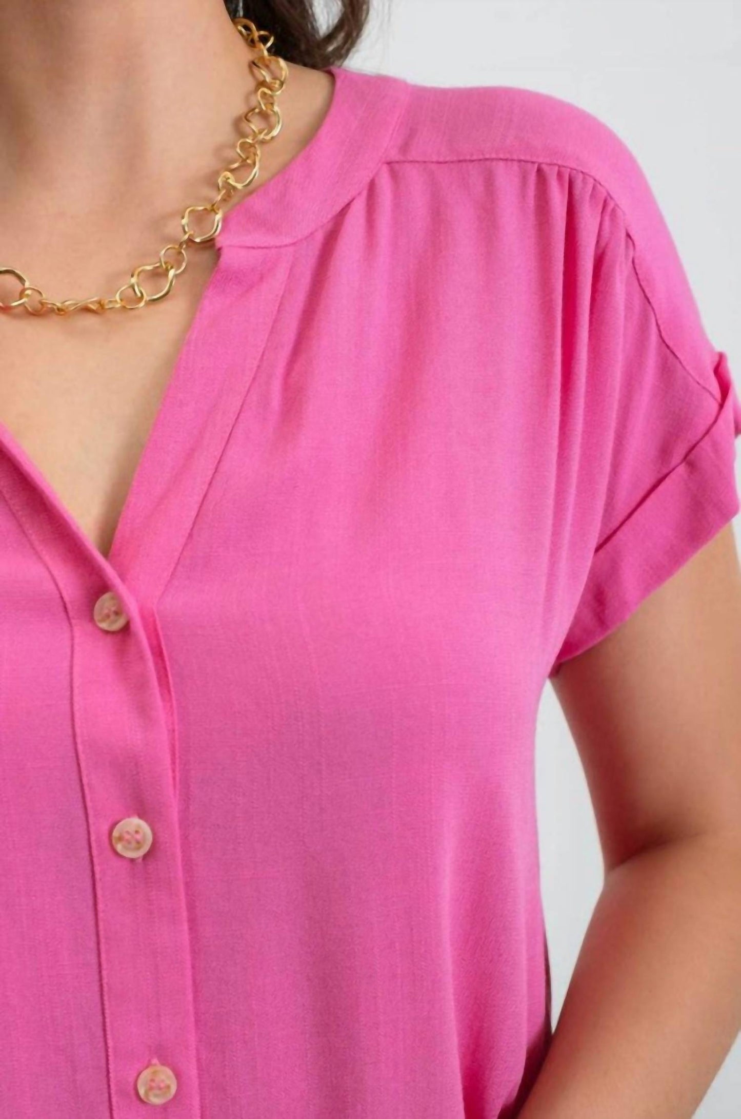 Blu Pepper - Short Roll Sleeve Button Down Shirt