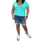 Risen - High Rise Distressed Mid Thigh Shorts