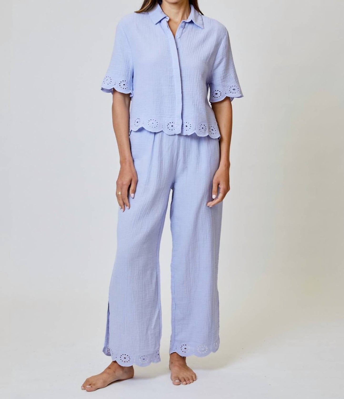 Design History - Embroidered Pant And Shirt Set